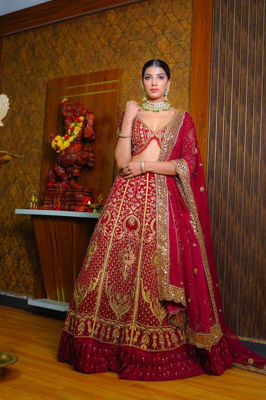 Divine Crimson bridal lehenga